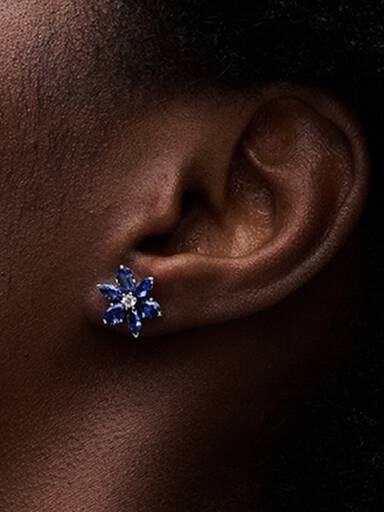 Sparkling Blue Herbarium Cluster Stud Earrings