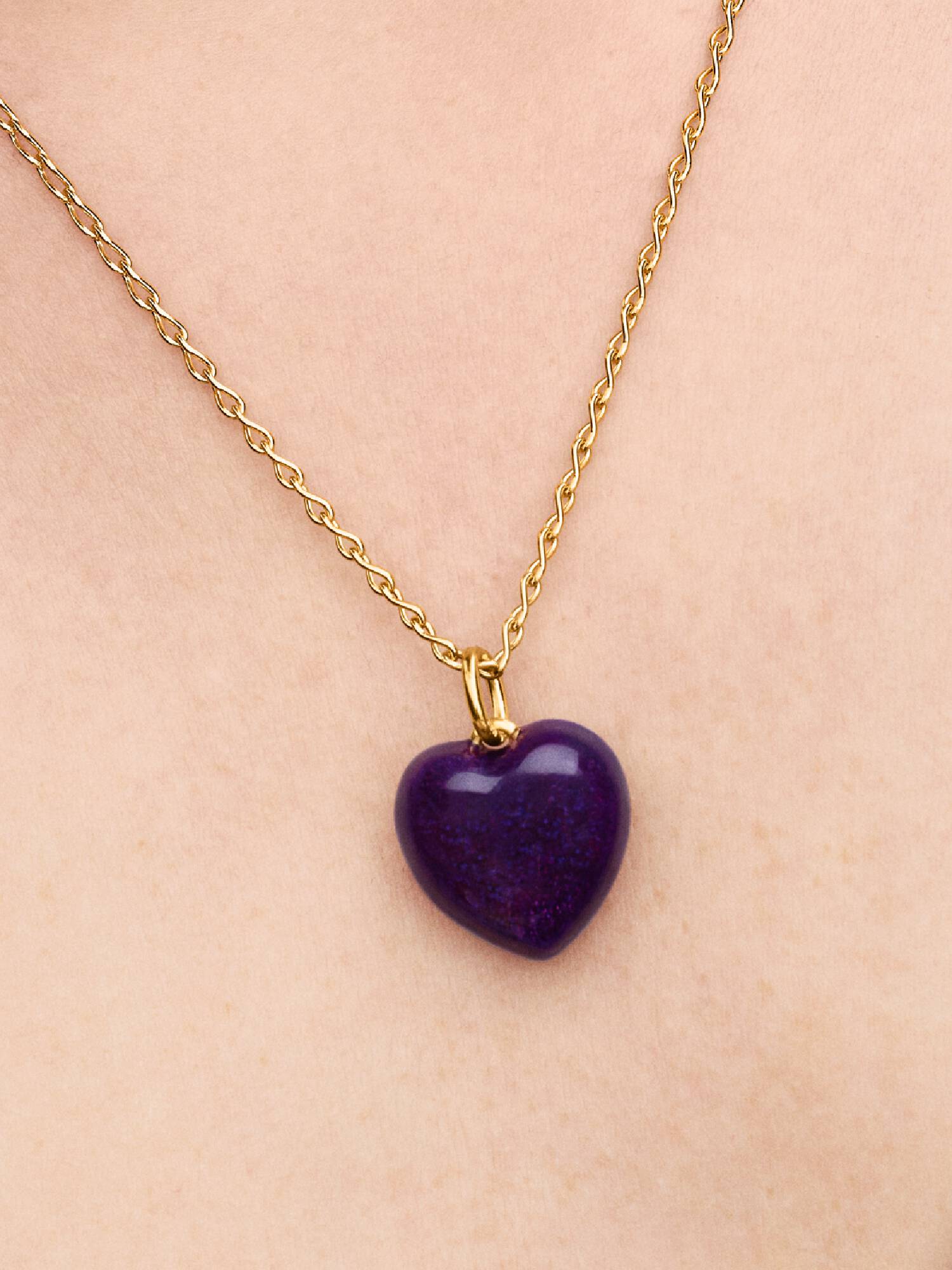 Purple Puffy Heart Dangle Charm
