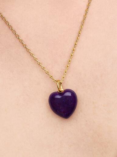 Purple Puffy Heart Dangle Charm