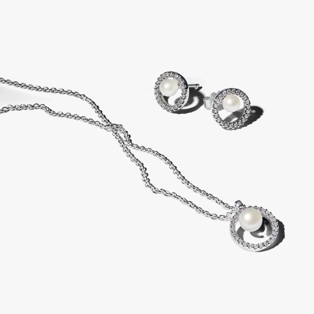Treated Freshwater Cultured Pearl & Pavé Jewelry Gift Set