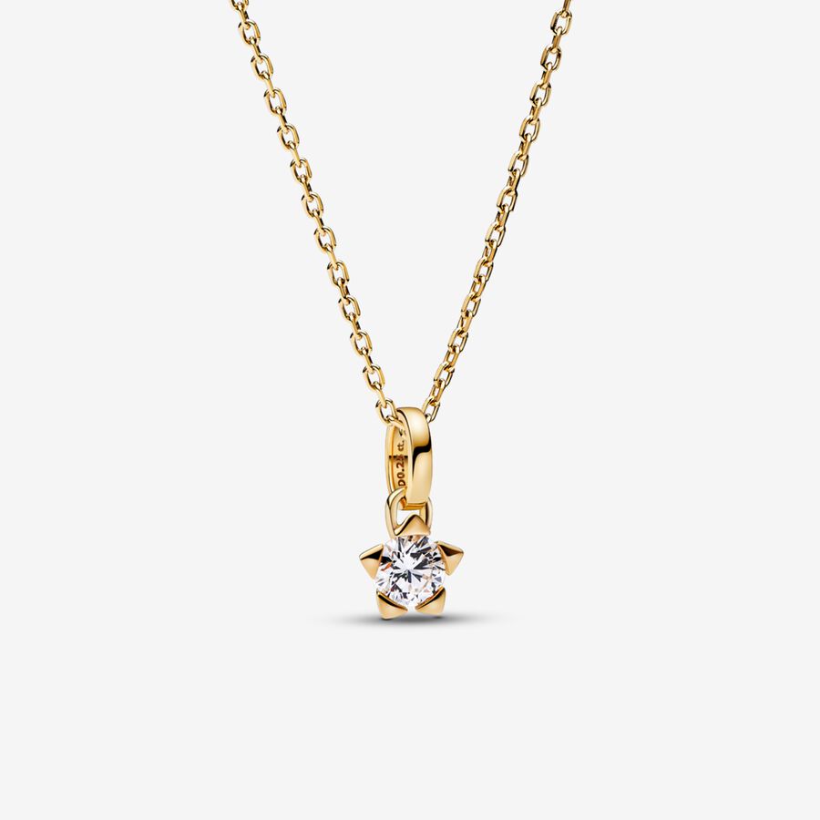 Pandora Talisman Lab-grown Diamond Star Pendant Necklace 0.25 carat tw 14k Gold image number 0