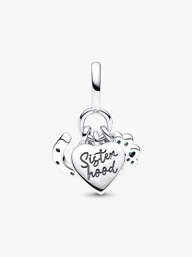 FINAL SALE - Four Leaf Clover, Heart and Horseshoe Triple Dangle Charm
