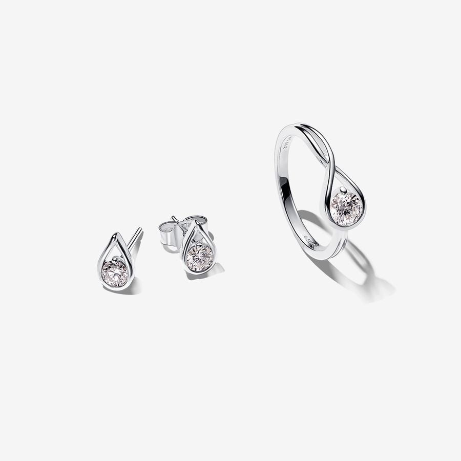 Pandora Infinite Lab-grown Diamond Ring and Earrings Set 1 ct tw Sterling Silver image number 0