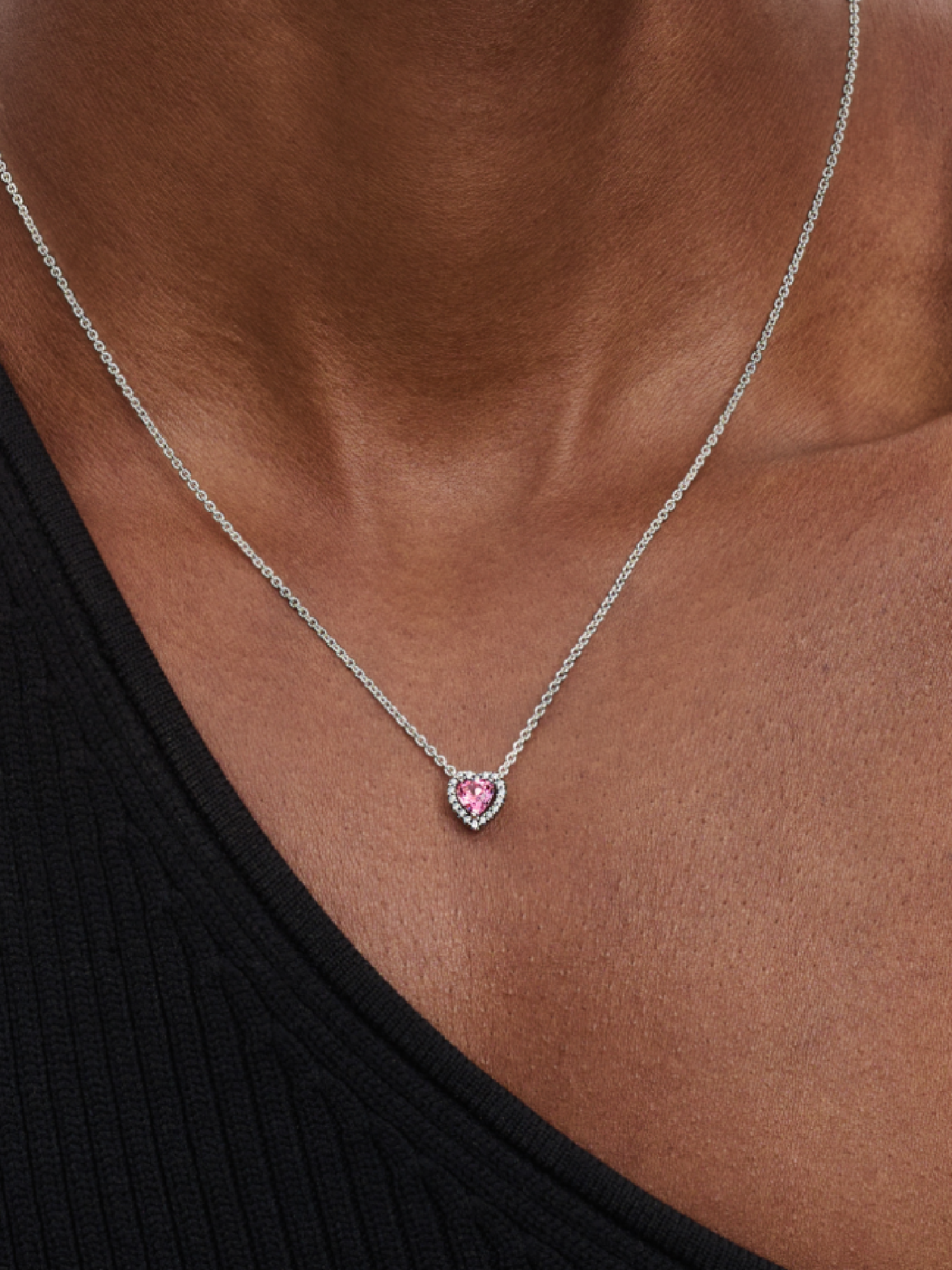 Женское колье Pandora Pink Elevated Heart, цвет: Серебро — фото 3