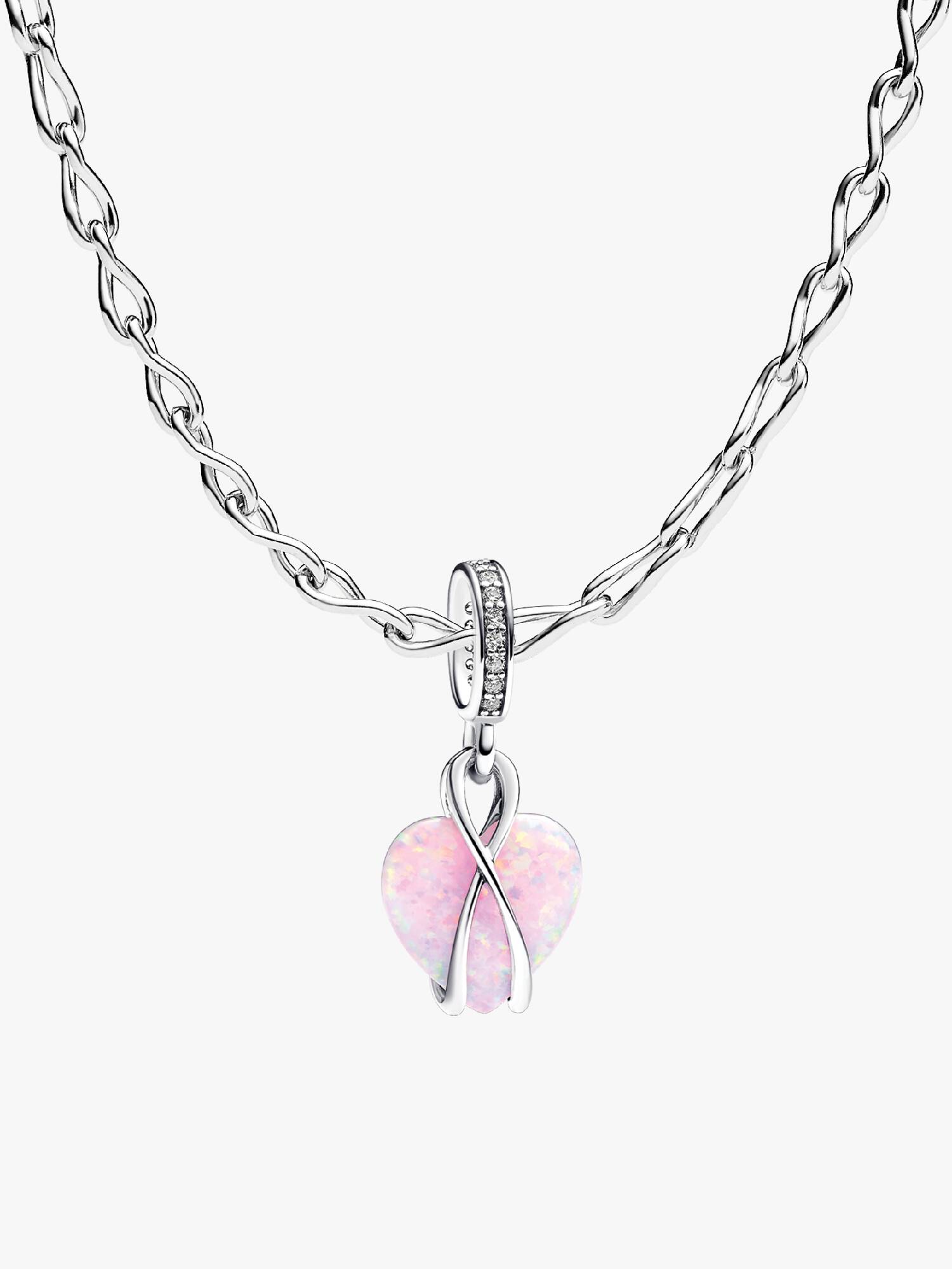 Opalescent Heart Charm Necklace Set