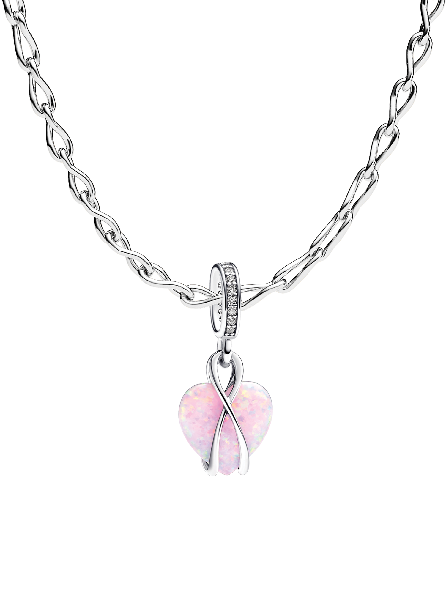 Opalescent Heart Charm Necklace Set