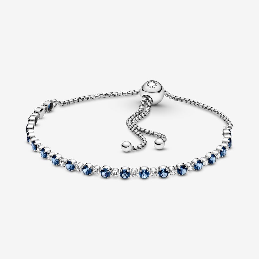 FINAL SALE - Blue and Clear Sparkle Slider Bracelet image number 0