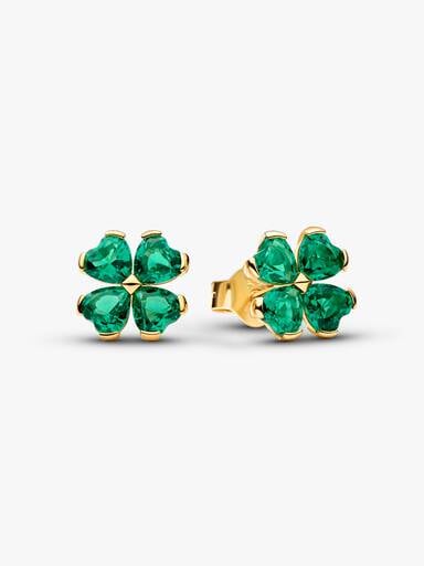 Green Lucky Clover Stud Earrings