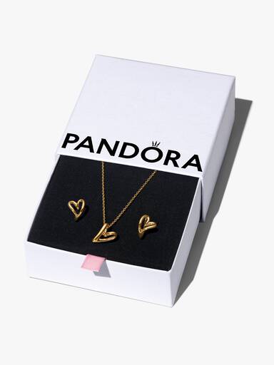 Golden Organic Heart Jewelry Gift Set