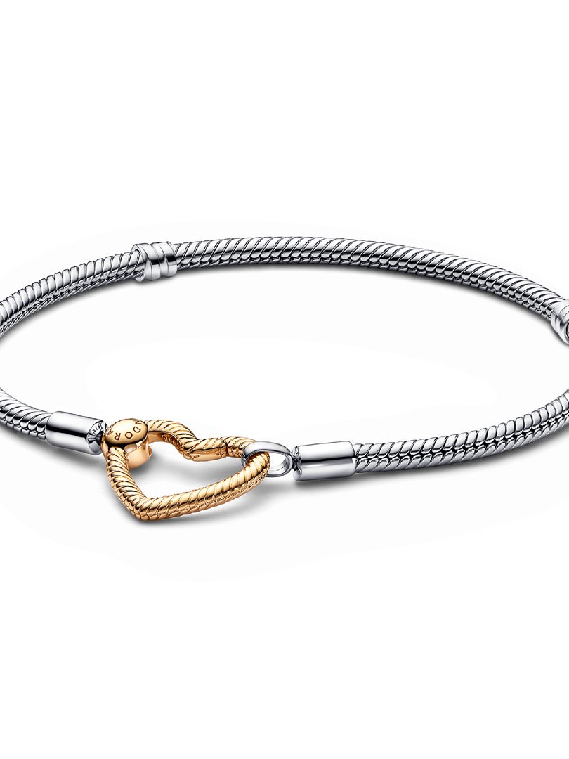 Pandora Moments Heart Closure Snake Chain Bracelet