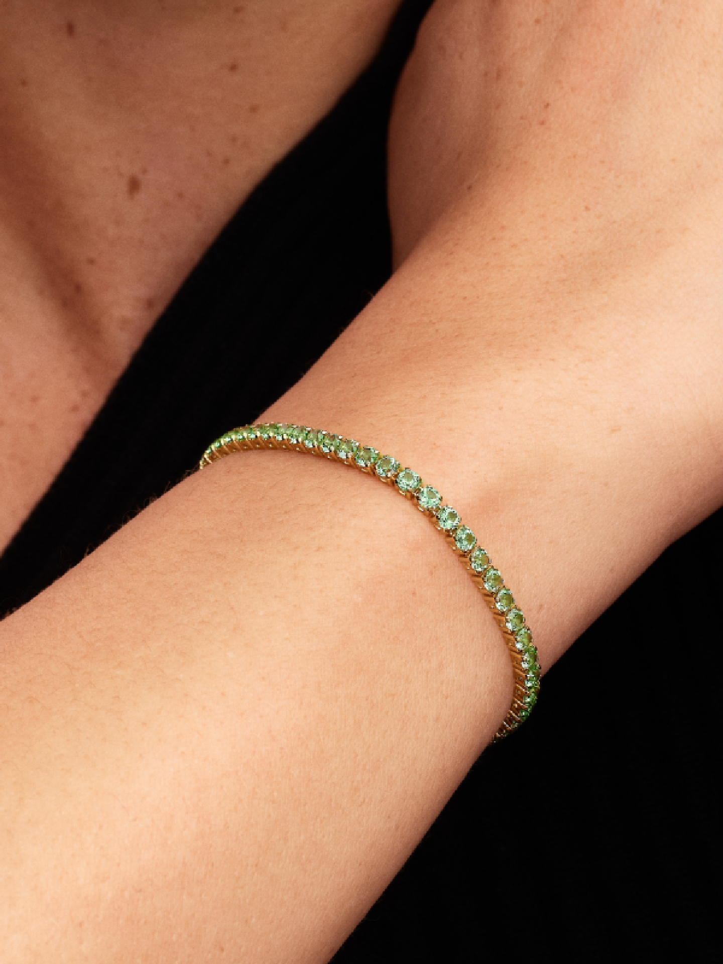 Женский браслет Pandora Sparkling Green Tennis, цвет: Позолоченный — фото 3