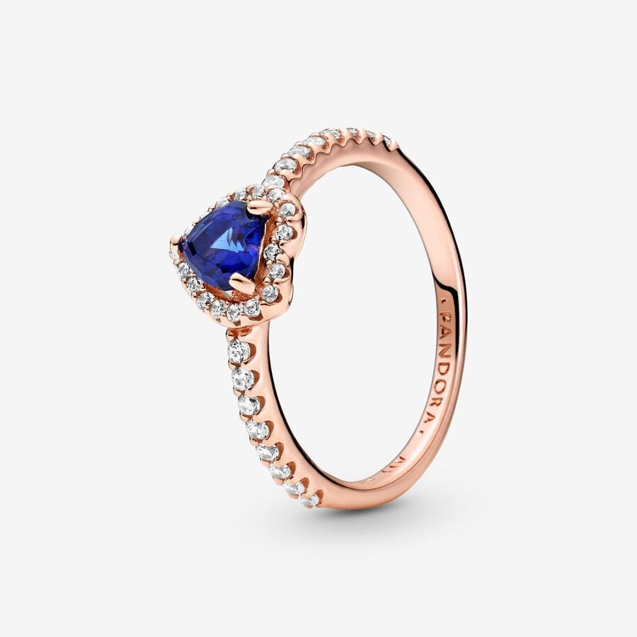 Specialize spiritual Cannon Sparkling Blue Elevated Heart Ring | Rose gold plated | Pandora US