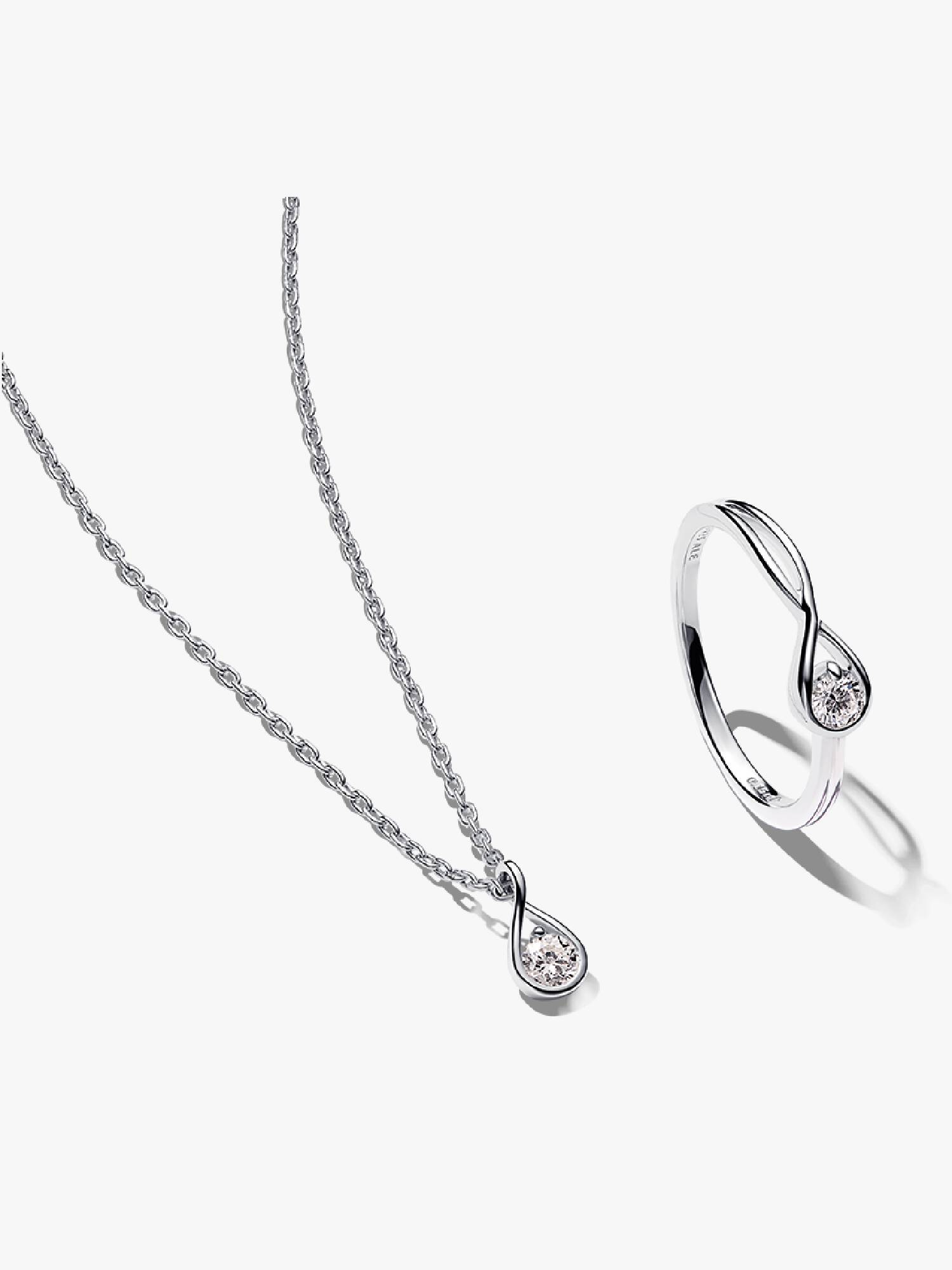 Pandora Infinite Lab-grown Diamond Necklace and Ring Set 0.30 ct tw Sterling Silver
