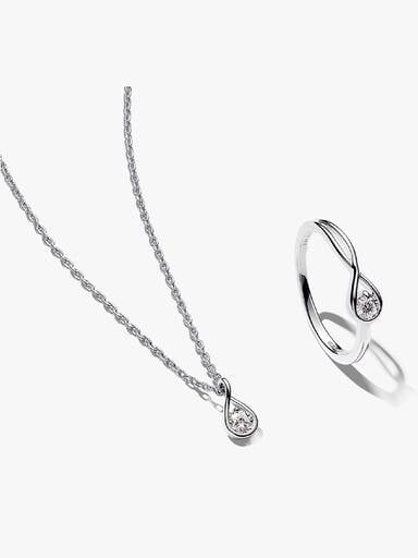 Pandora Infinite Lab-grown Diamond Necklace and Ring Set 0.30 ct tw Sterling Silver