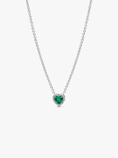 Elevated Green Heart Necklace