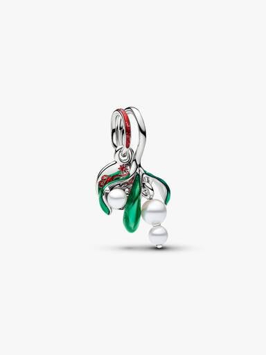 Mistletoe Dangle Charm, Platinum Plated