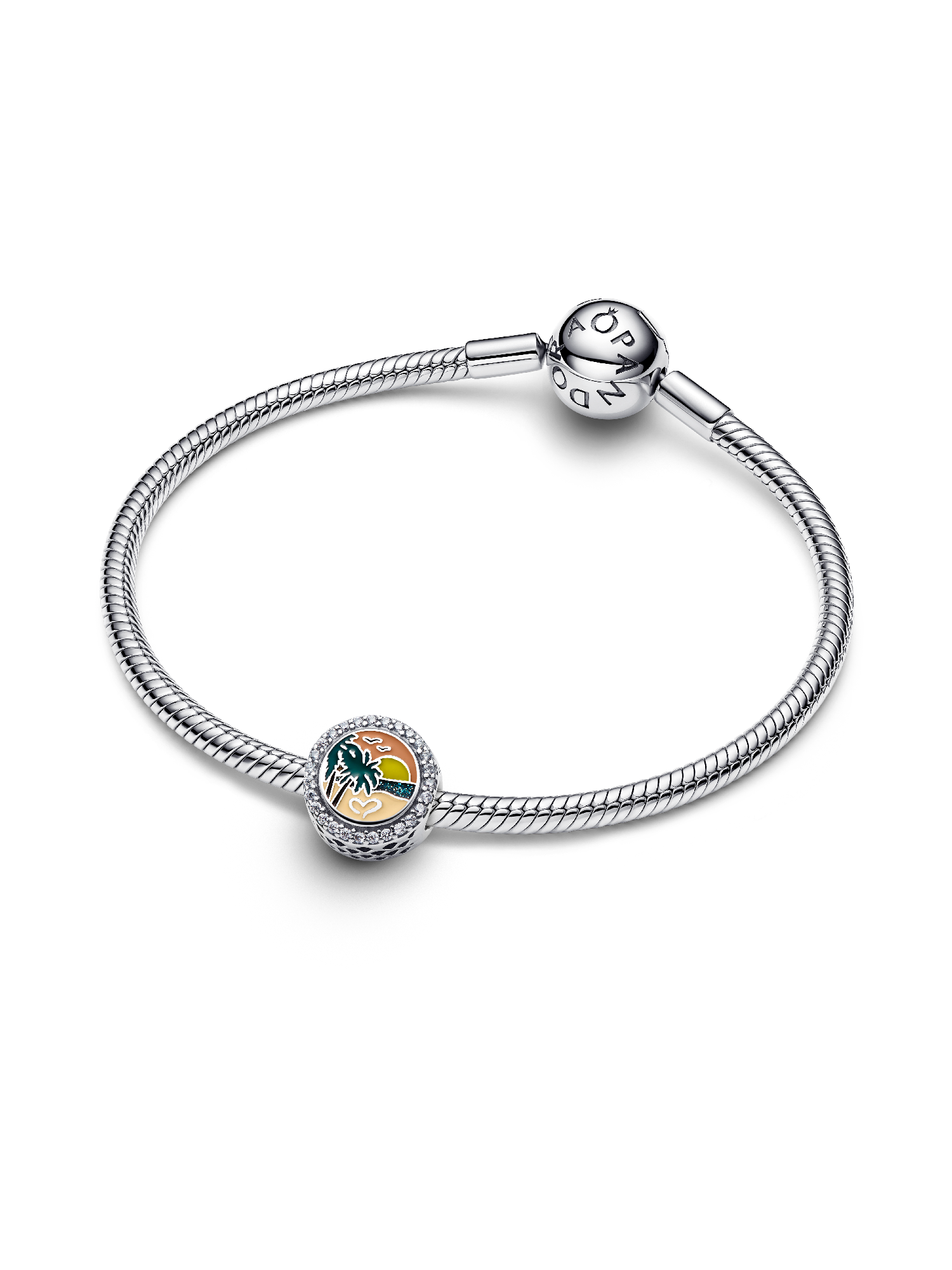 Engravable Beach Heart Scene Charm | Pendant | Sterling silver