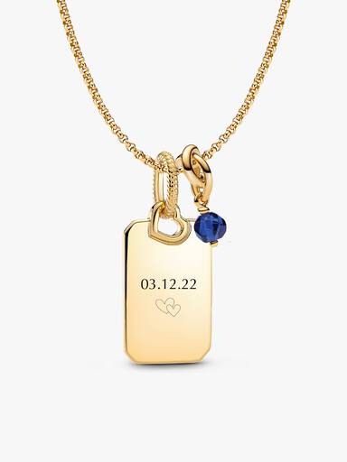 September Engravable Dangle Charm Necklace Set