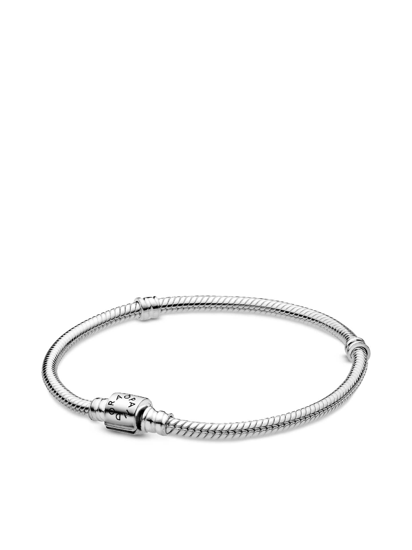 Женский браслет Pandora Moments Barrel Clasp Snake Chain, Sterling silver #594596C00, цвет: Серебро — фото 1