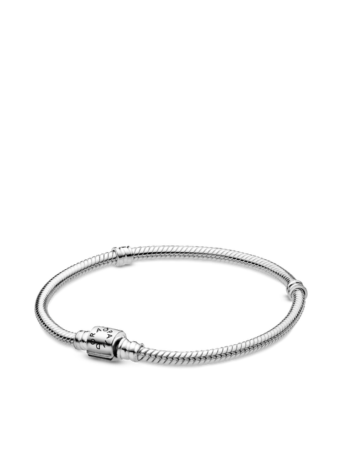 Женский браслет Pandora Moments Barrel Clasp Snake Chain, Sterling silver #594596C00, цвет: Серебро