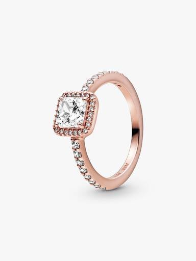 Square Sparkle Halo Ring