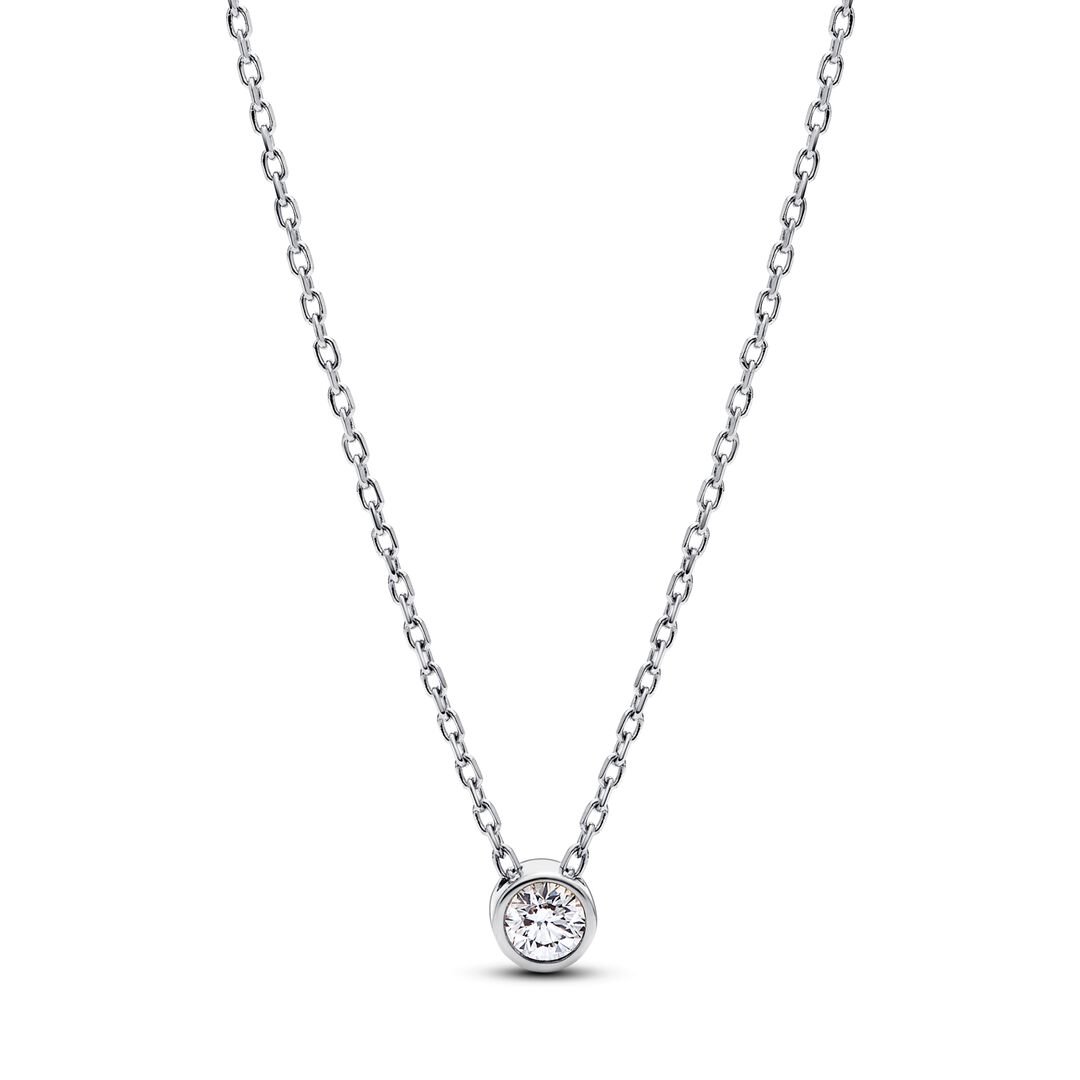Pandora Era Bezel Lab-grown Diamond Pendant Necklace and Earrings set 0.45 carat tw Sterling Silver