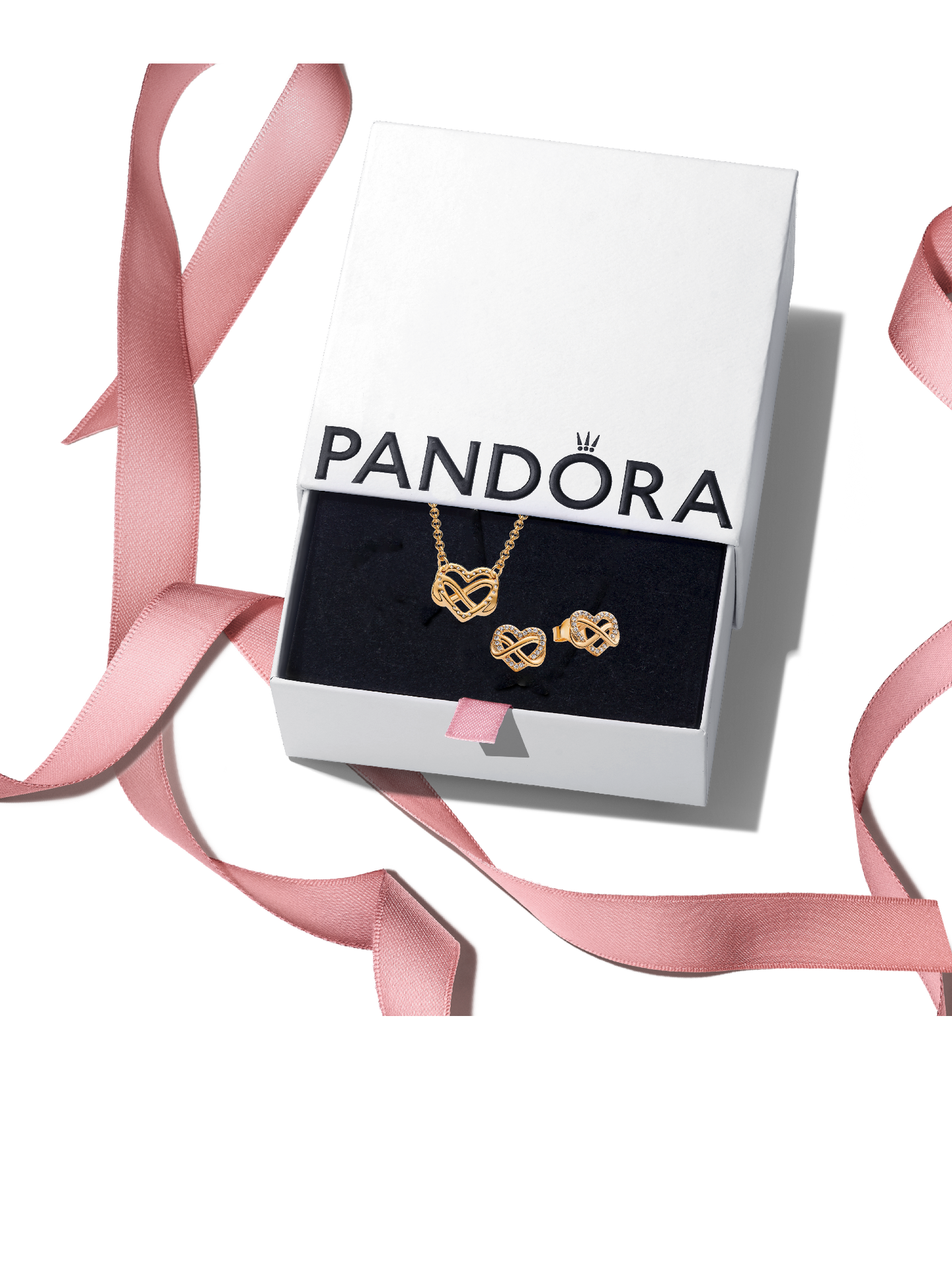 Женские украшения Pandora Golden Infinity Heart Jewelry Gift Set, цвет: Позолоченный — фото 1