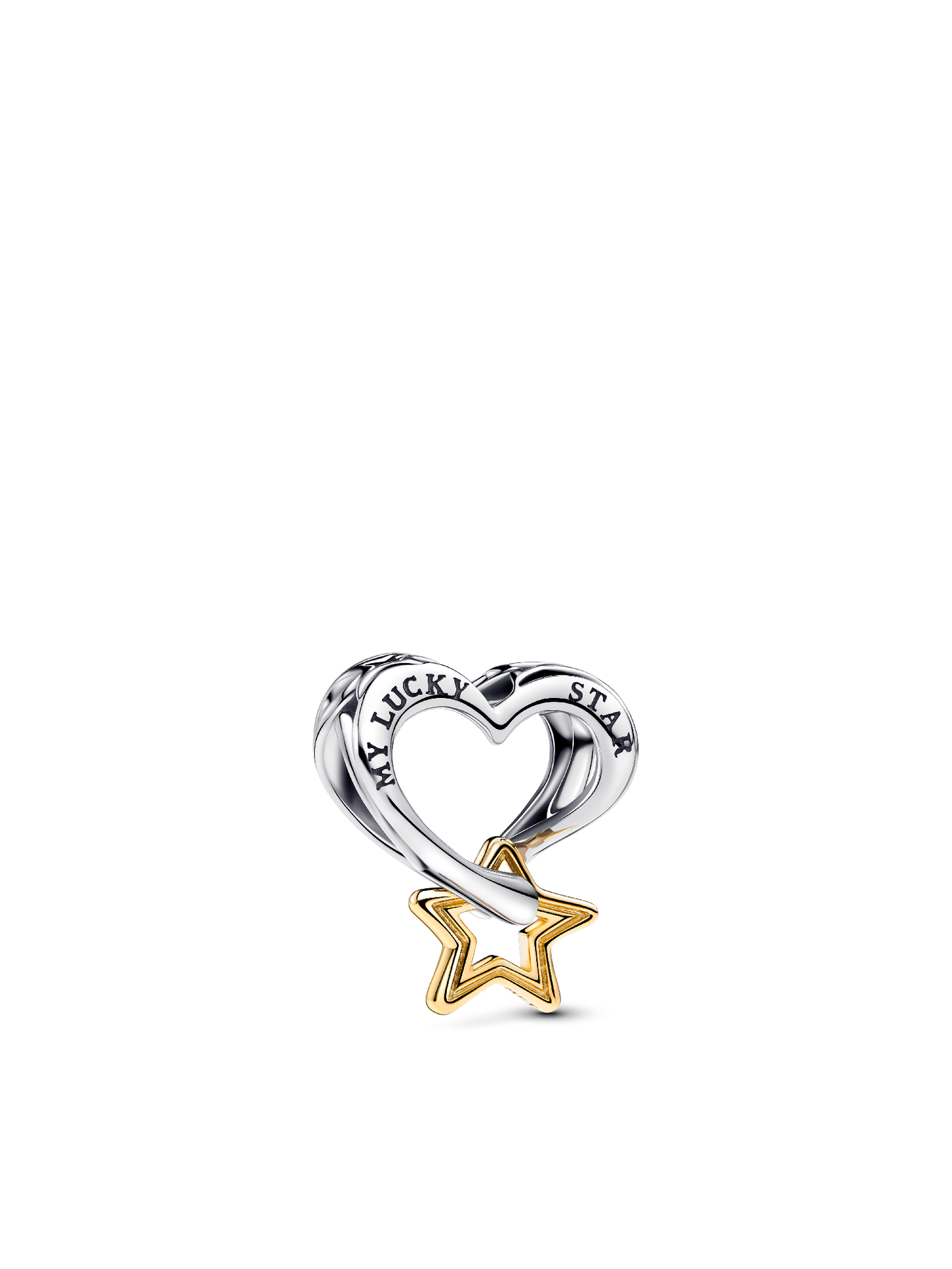 Женский шарм Pandora Lucky Star & Heart Charm, цвет: Двухцветный
