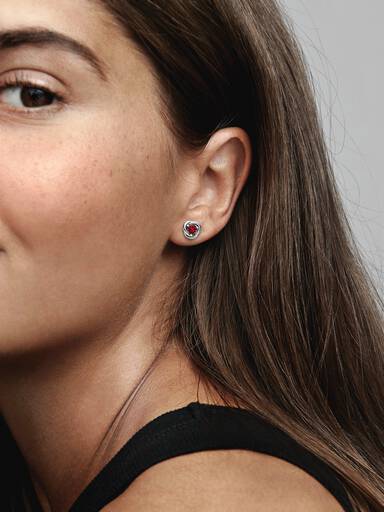 July True Red Eternity Circle Stud Earrings