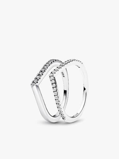 Shimmering Wishbone Ring Set