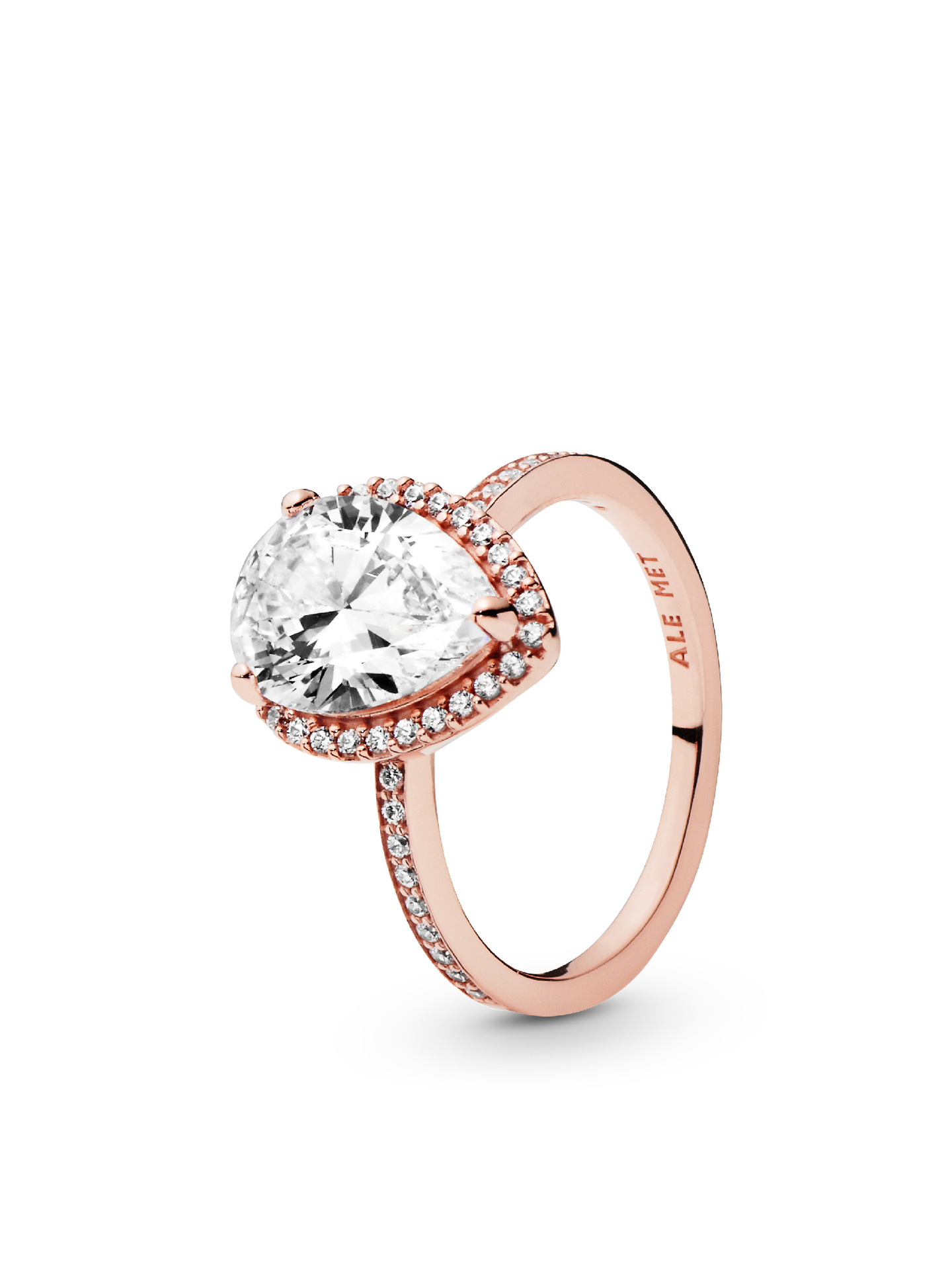 Женское кольцо Pandora Sparkling Teardrop Halo, цвет: Покрытие розовым золотом