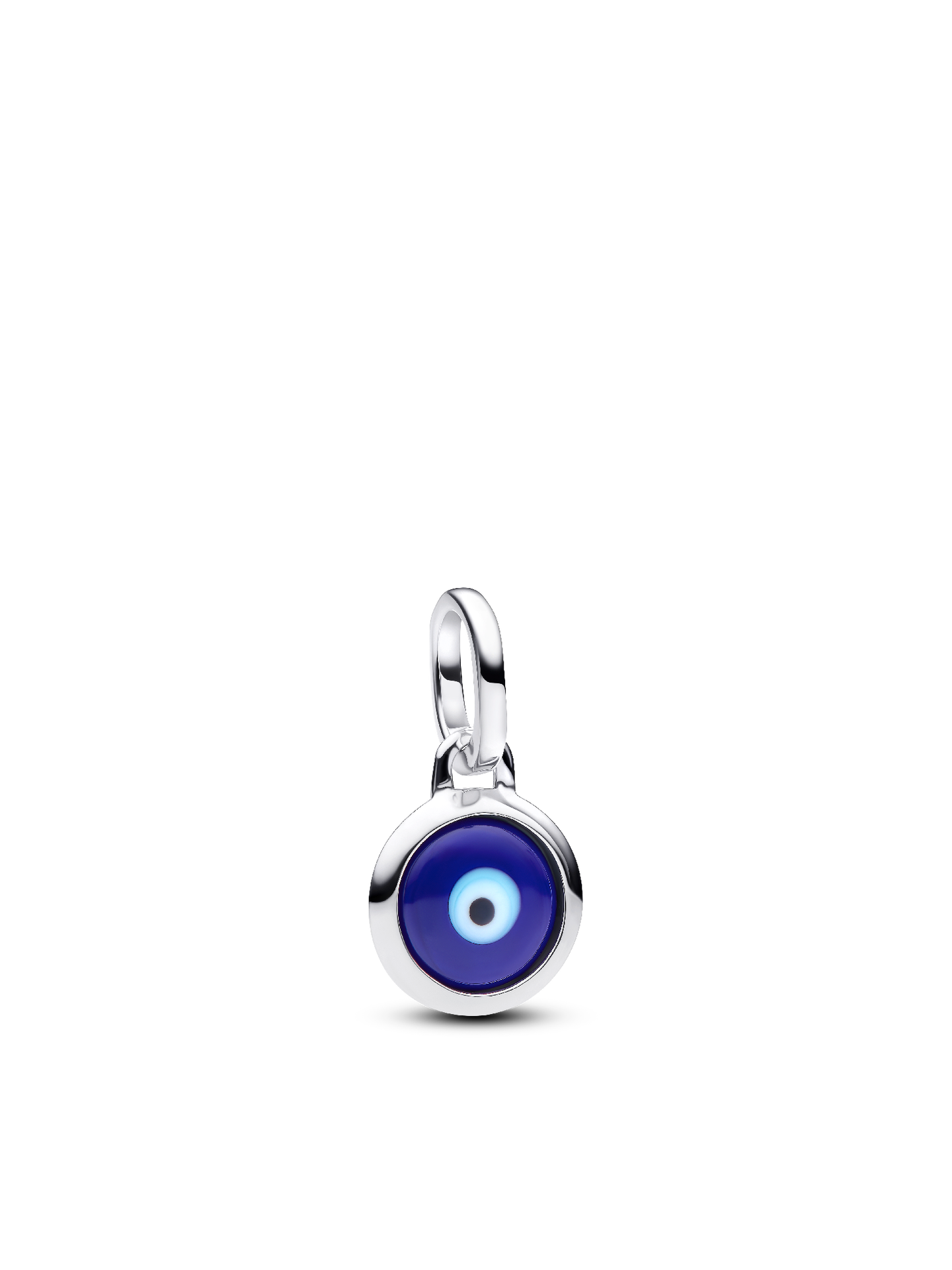 Женский шарм Pandora Engravable Evil Eye Murano Glass Mini Dangle Charm, Sterling silver #793693C02, цвет: Серебро — фото 1