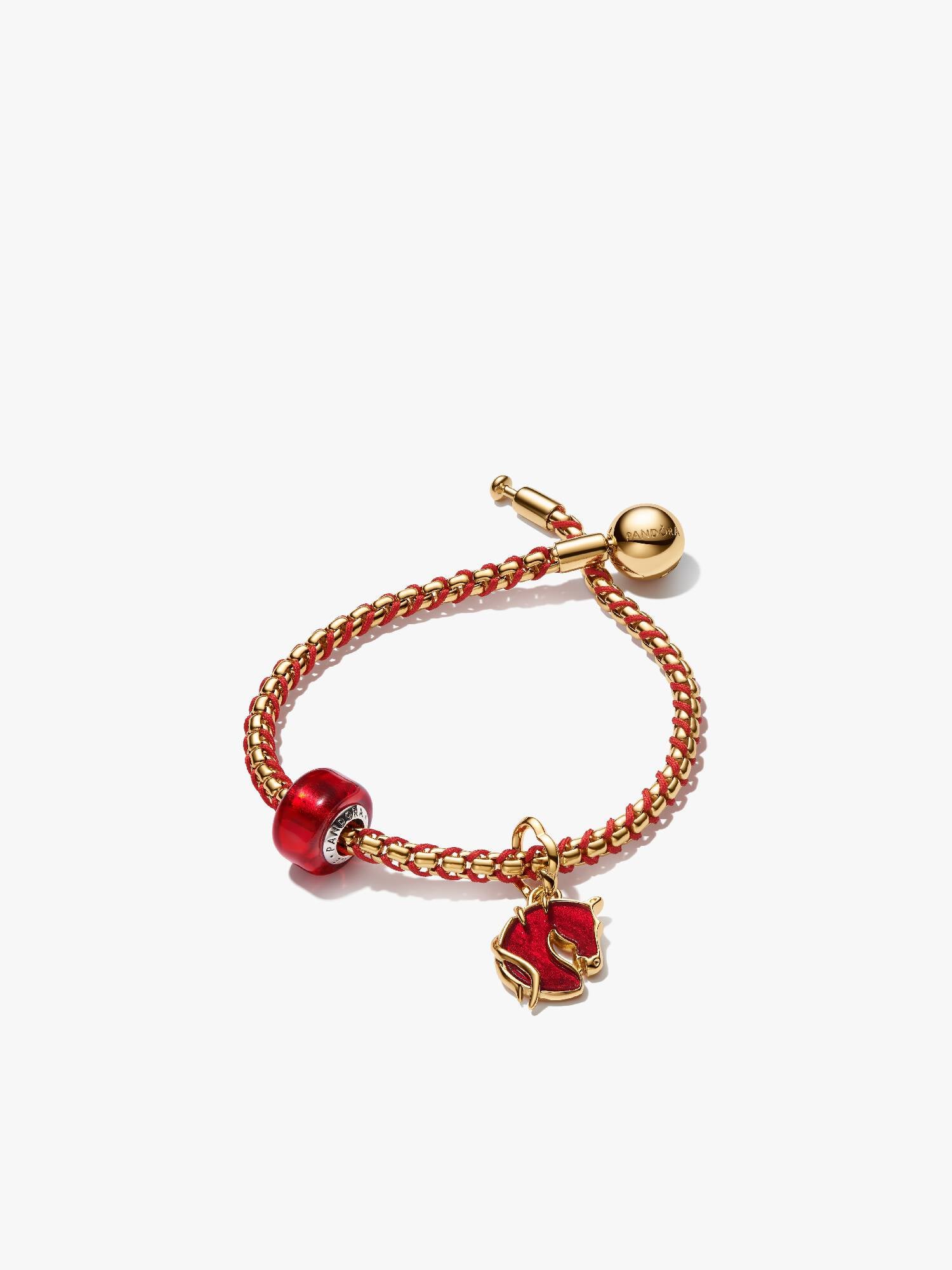 Red Murano Glass & Fire Horse Bracelet Set