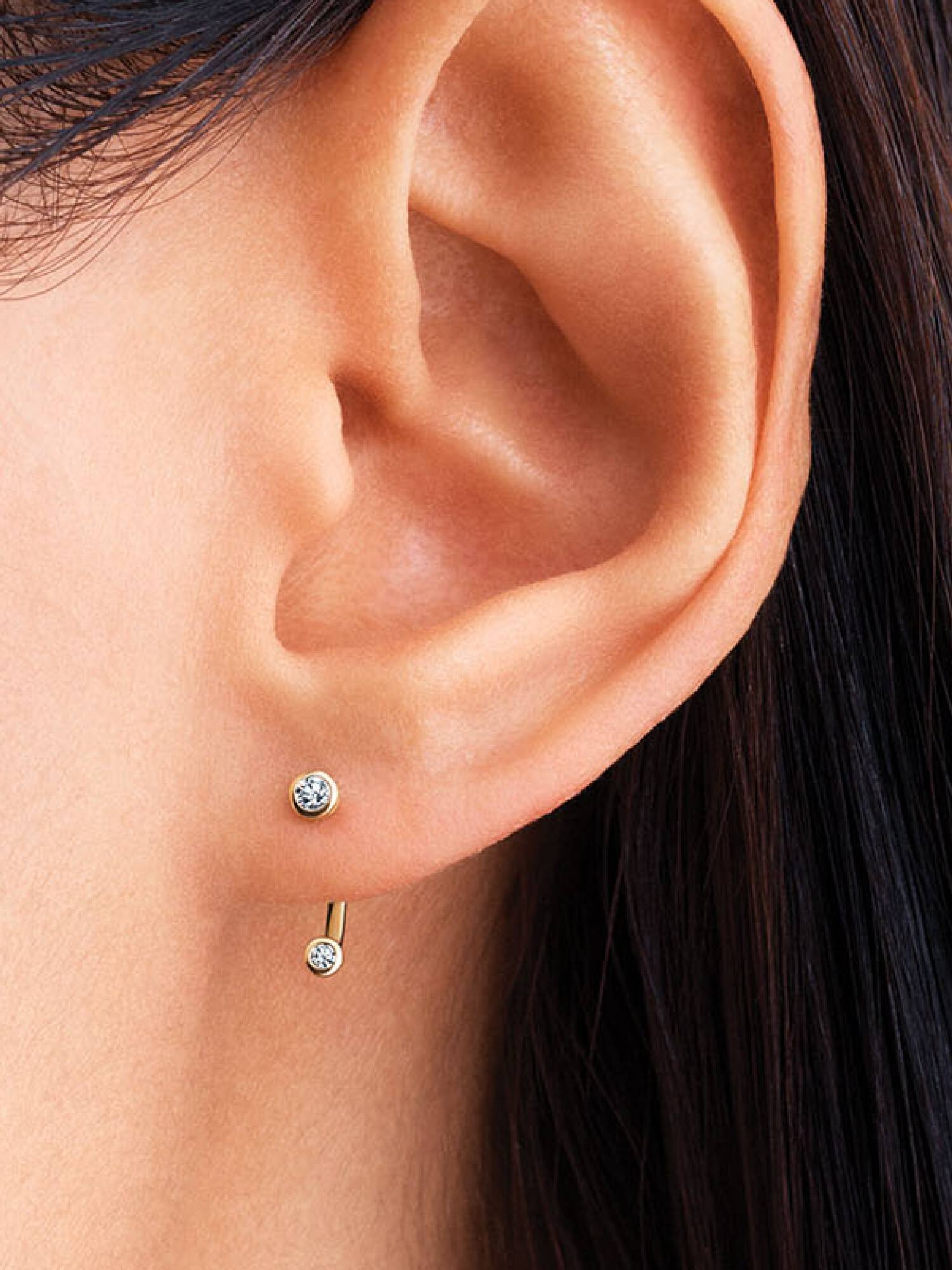 Pandora Era Bezel Lab-Grown Diamond Ear Jacket Stud Earrings