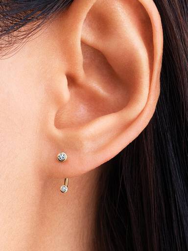 Pandora Era Bezel Lab-Grown Diamond Ear Jacket Stud Earrings