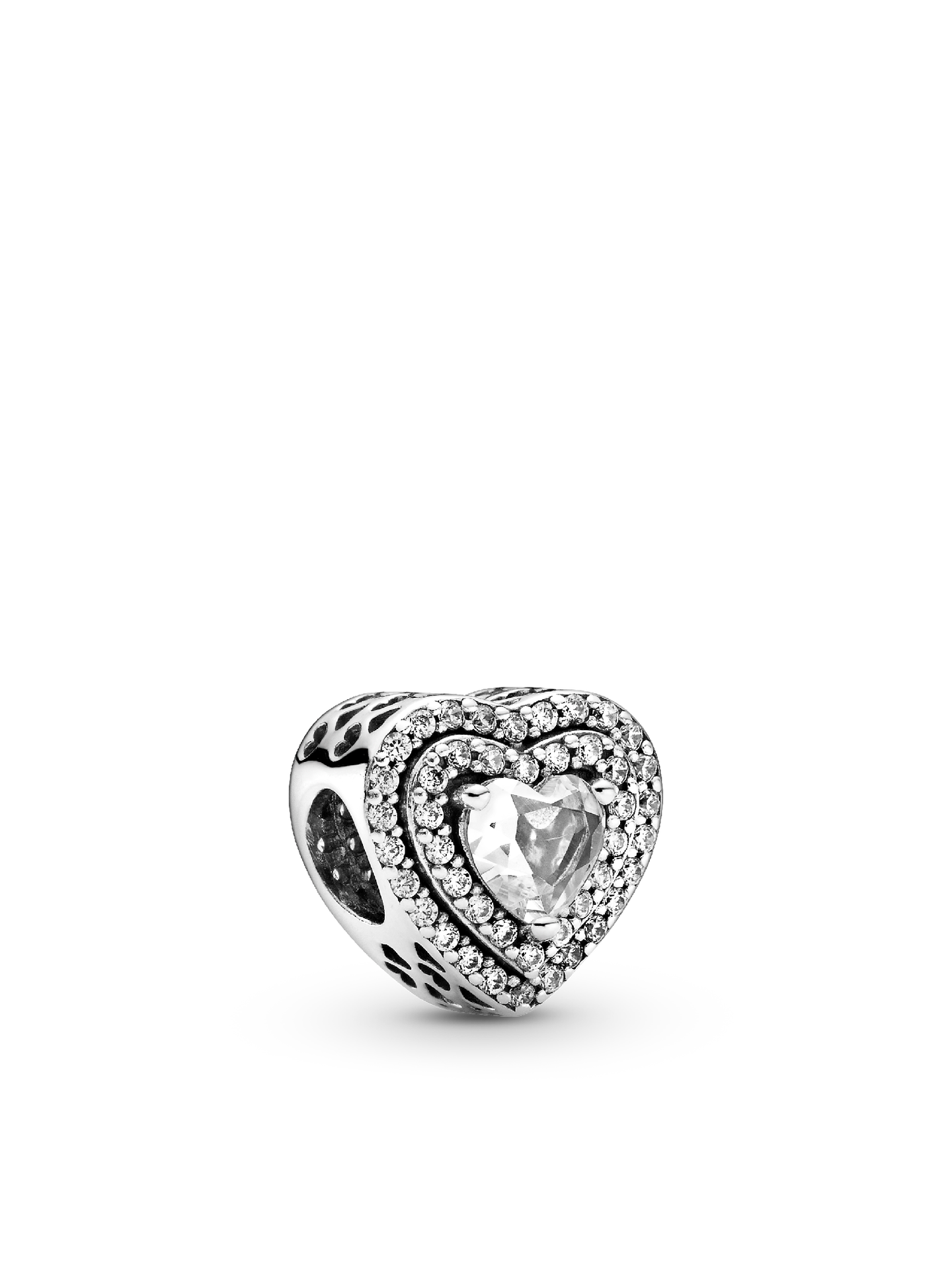 Женский шарм Pandora Sparkling Leveled Hearts Charm, Sterling silver #799218C01, цвет: Серебро — фото 1