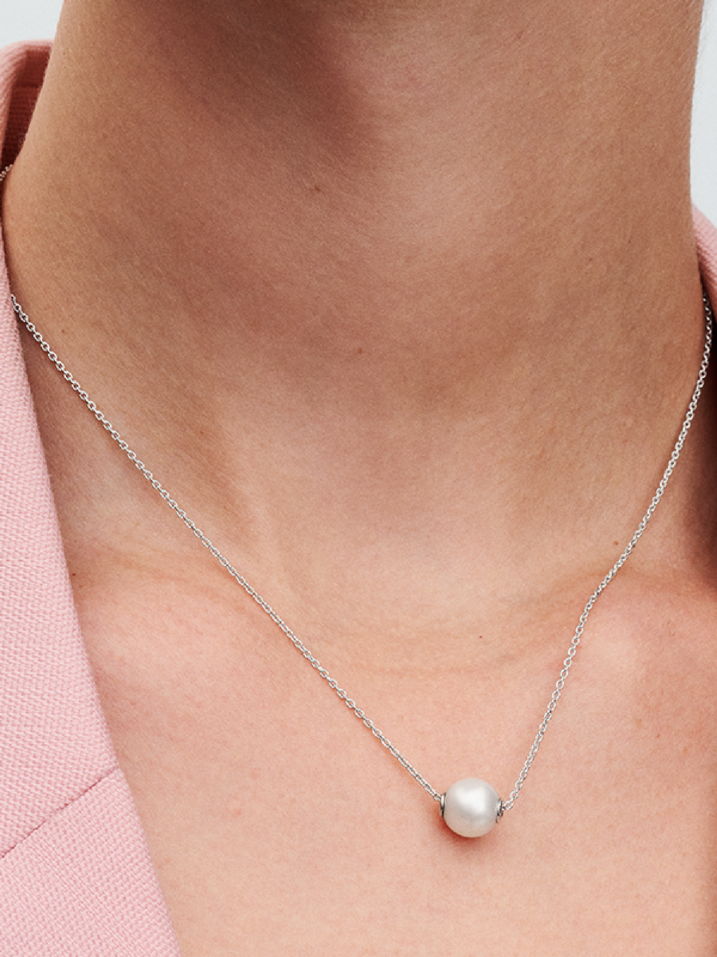 Женское колье Pandora Treated Freshwater Cultured Pearl Collier, Sterling silver, цвет: Серебро — фото 3