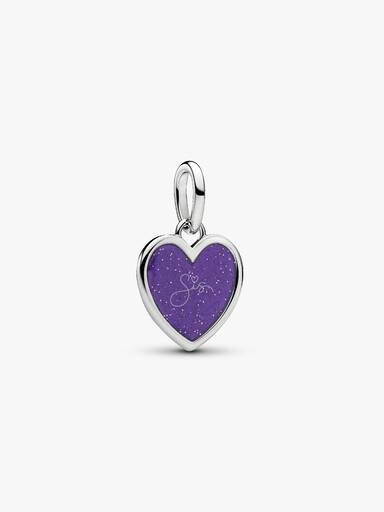 Engravable Purple Heart Dangle Charm, Platinum Plated