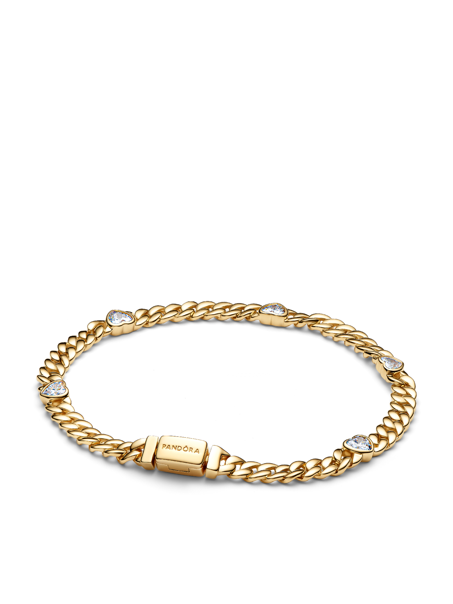 Женский браслет Pandora Heart Cuban Chain, Gold plated, цвет: Позолоченный — фото 1