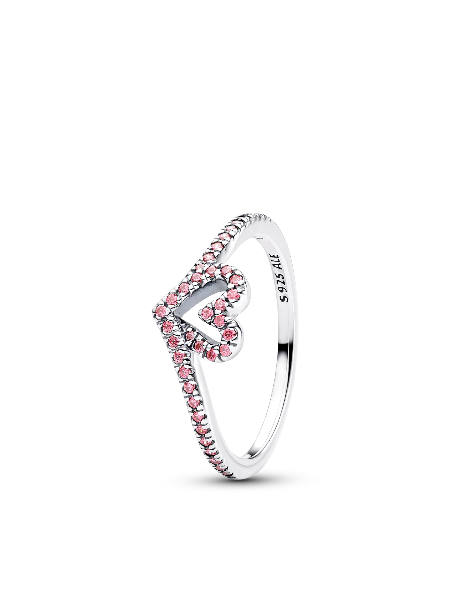 Женское кольцо Pandora Sparkling Wishbone Pink Heart, цвет: Серебро — фото 1