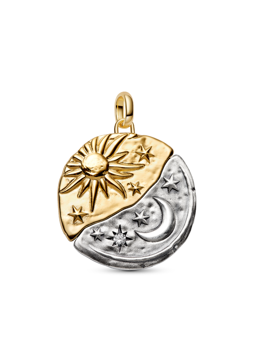 Oversized Sun & Moon Medallion Necklace Set