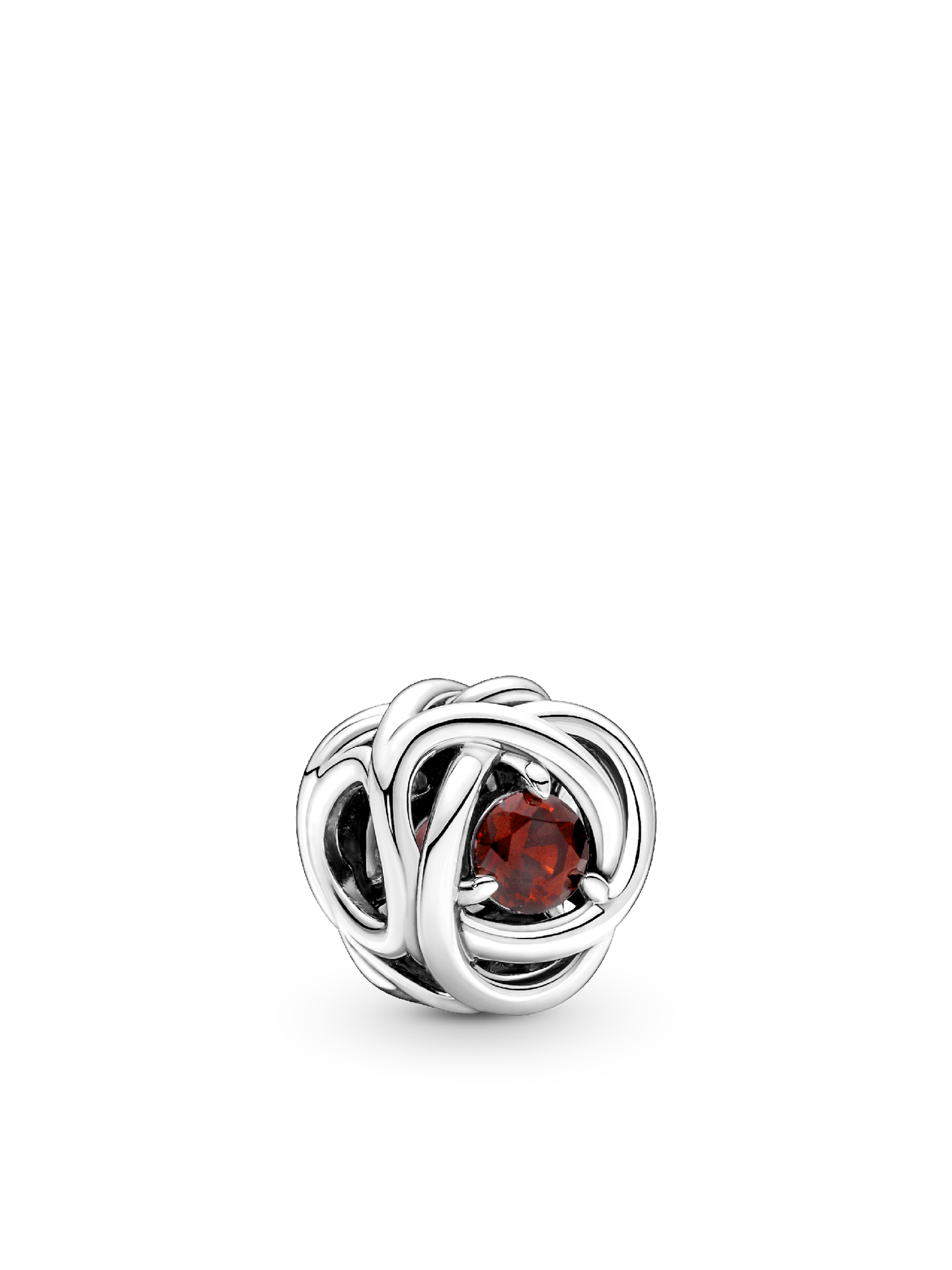 Женский шарм Pandora January Red Eternity Circle Charm, цвет: Серебро — фото 1