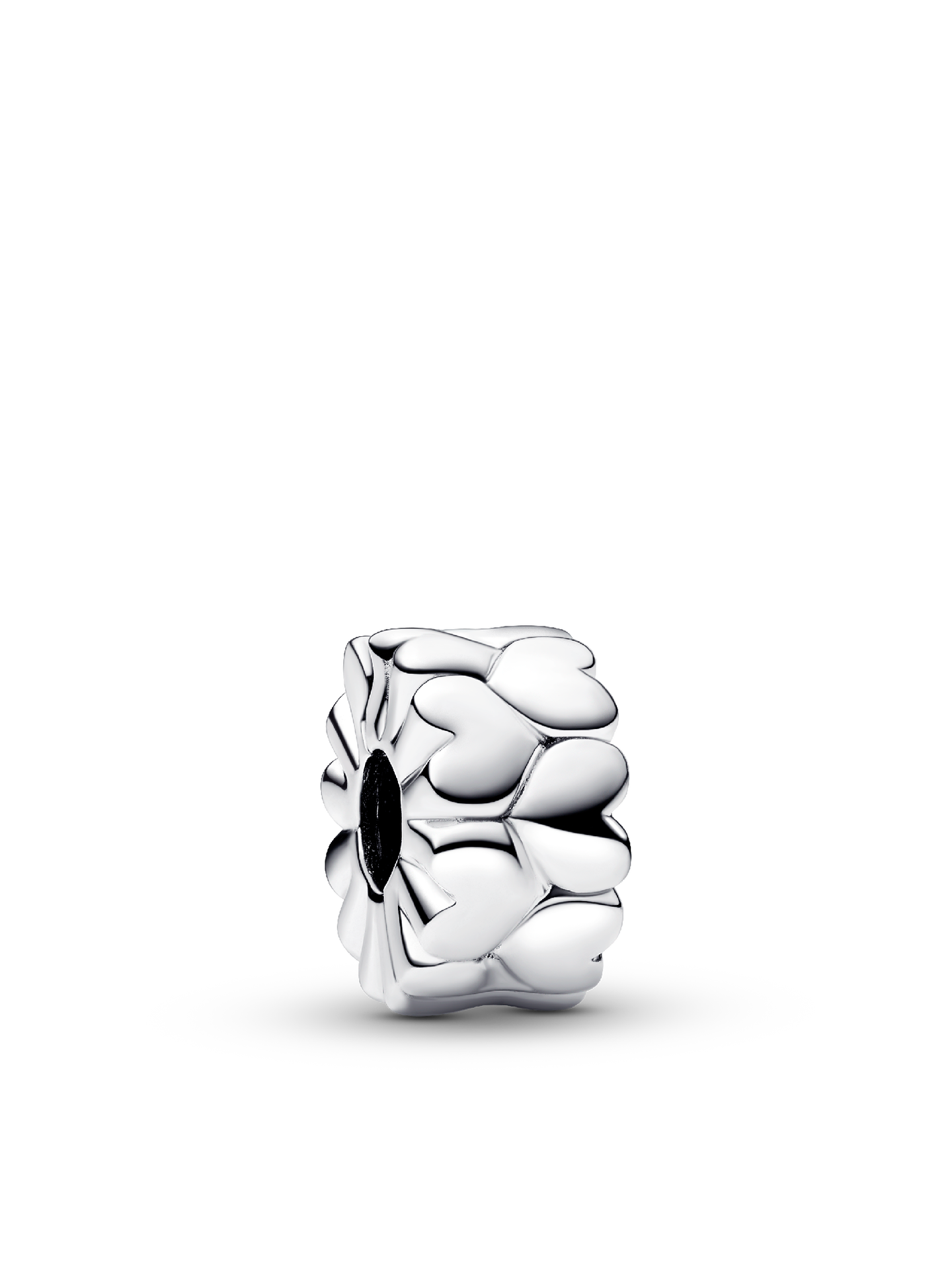 Женский шарм Pandora Heart Pattern Clip Charm, цвет: Серебро — фото 1