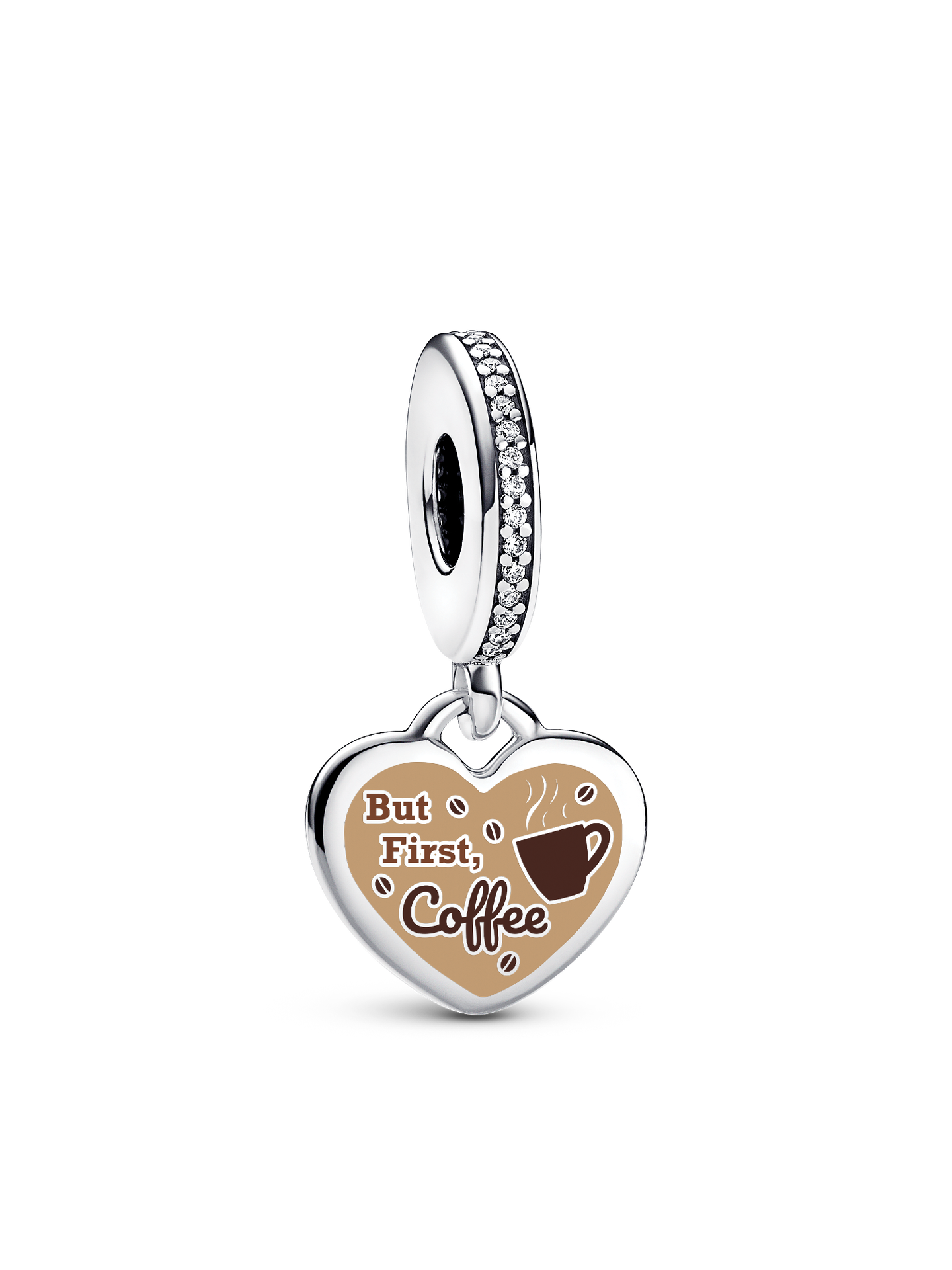 Женский шарм Pandora But First Coffee Dangle Charm, цвет: Серебро — фото 1