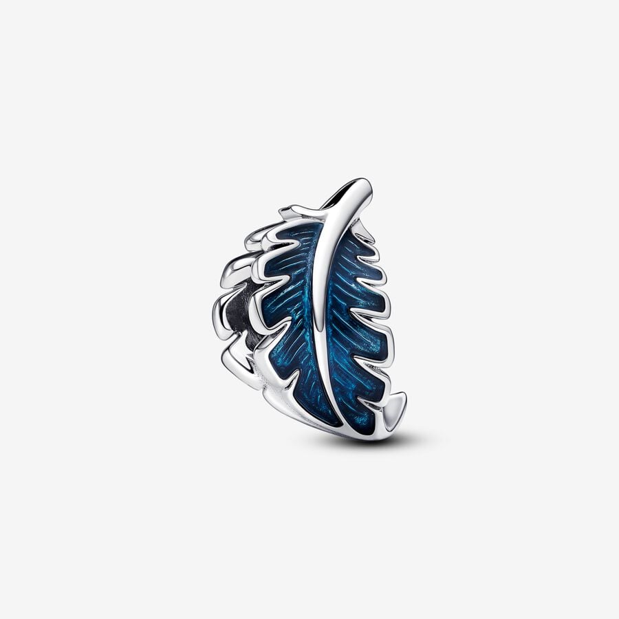 Blue Curved Feather Charm image number 0