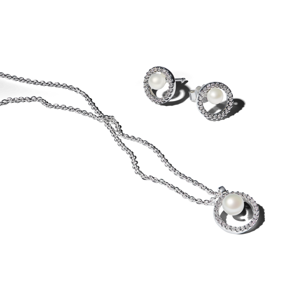 Treated Freshwater Cultured Pearl & Pavé Jewelry Gift Set