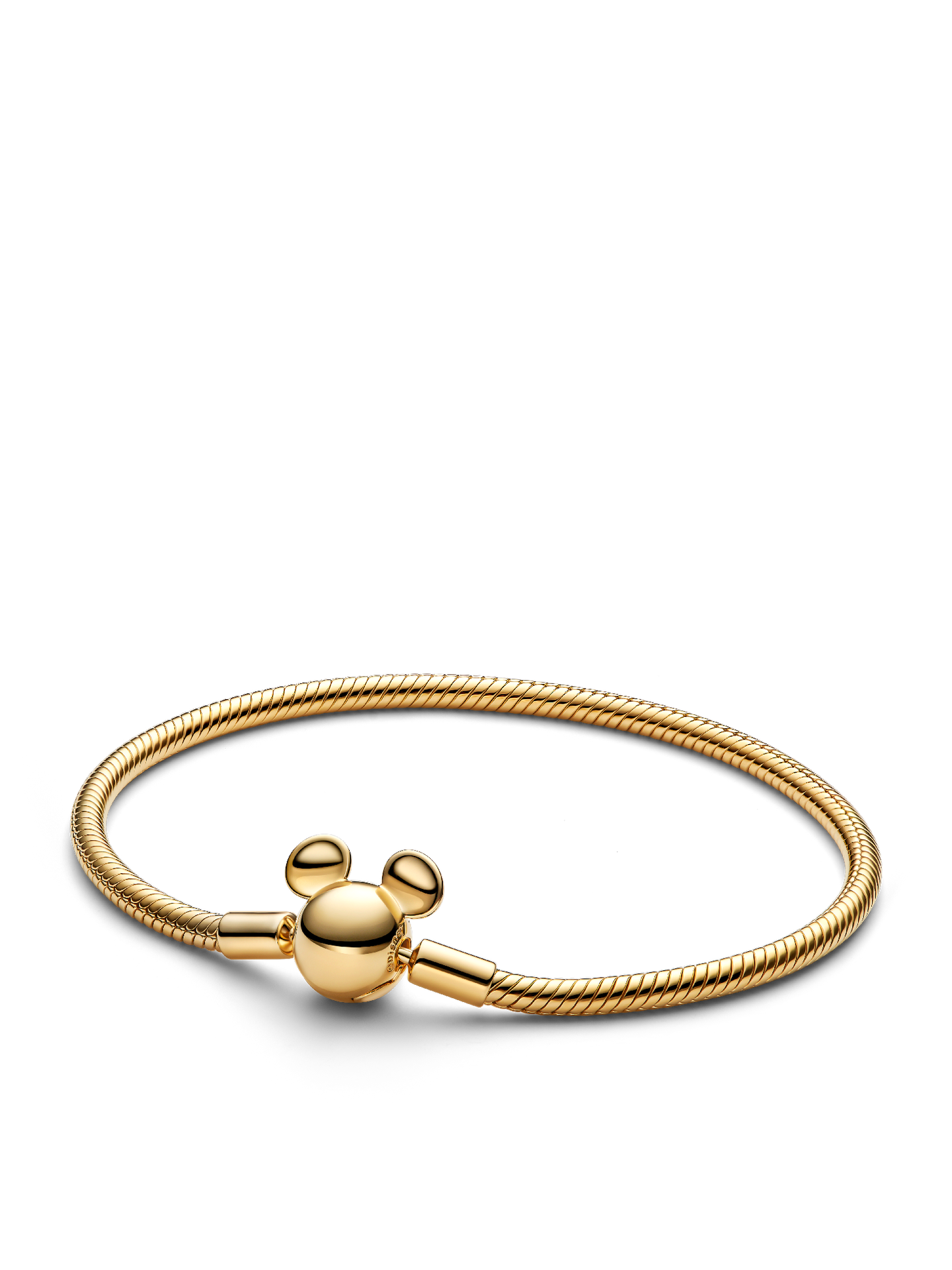 Женский браслет Pandora Disney Mickey Mouse Clasp Moments Snake Chain, Gold plated, цвет: Позолоченный — фото 1