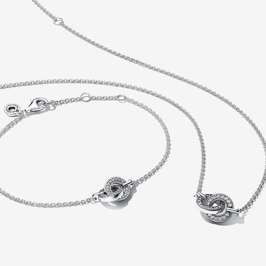 Pandora Signature Intertwined Bracelet and Necklace Set image number 0