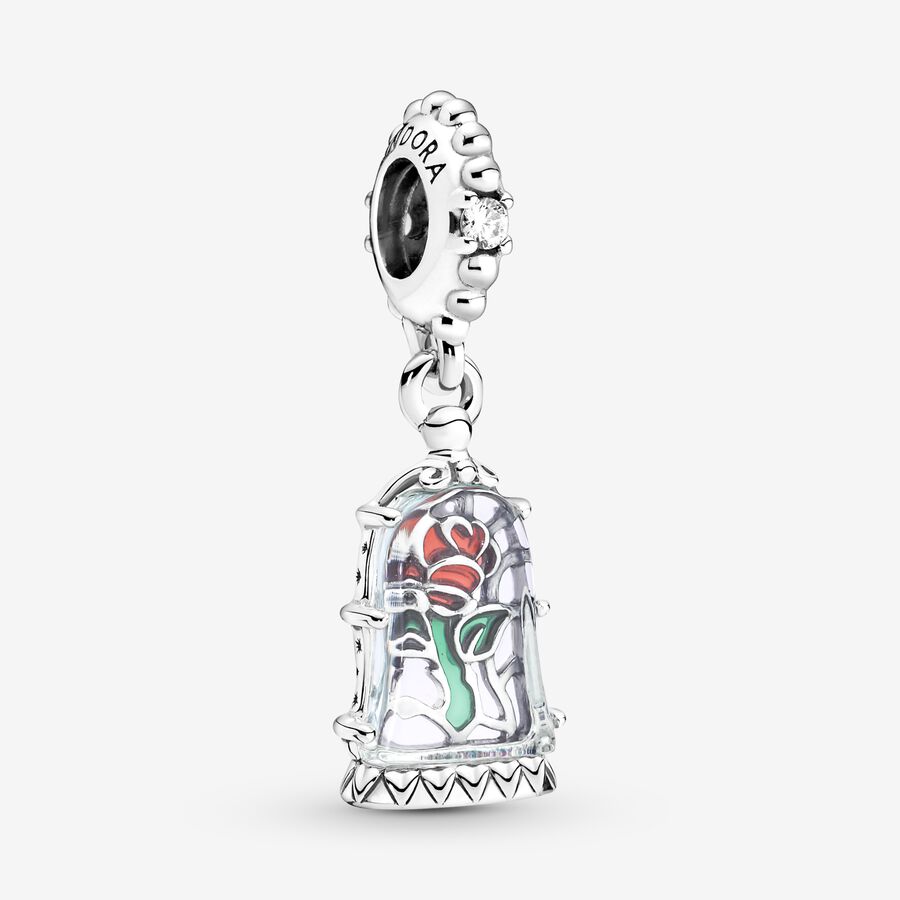 Disney Beauty and the Beast Enchanted Rose Dangle Charm | Sterling silver Pandora US