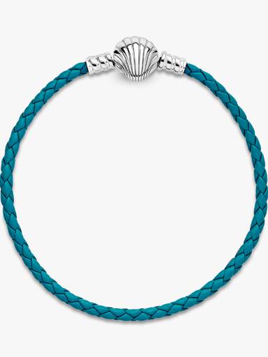 FINAL SALE - Pandora Moments Seashell Clasp Turquoise Braided Leather Bracelet